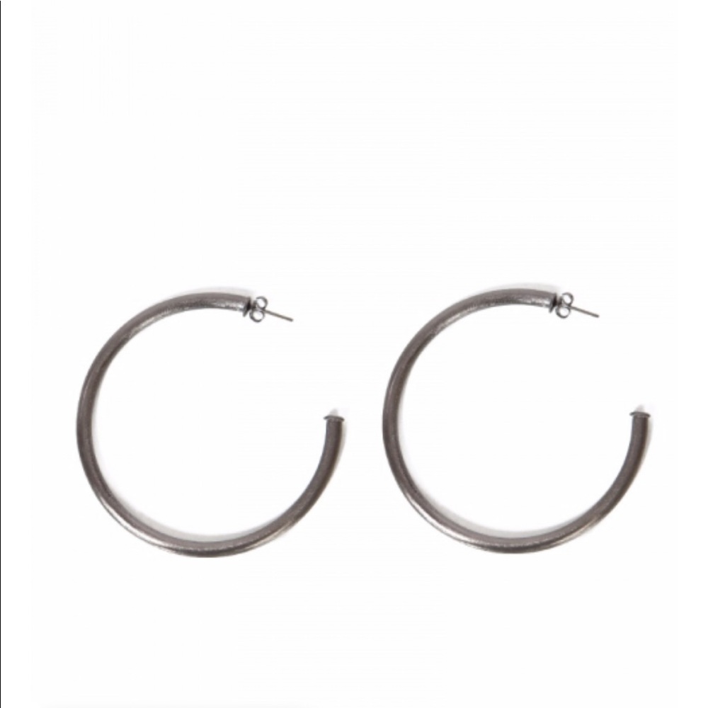 Sheila Fajl Gunmetal 16.5” Hoop Earrings